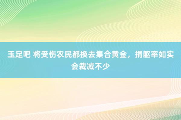 玉足吧 将受伤农民都换去集合黄金，捐躯率如实会裁减不少