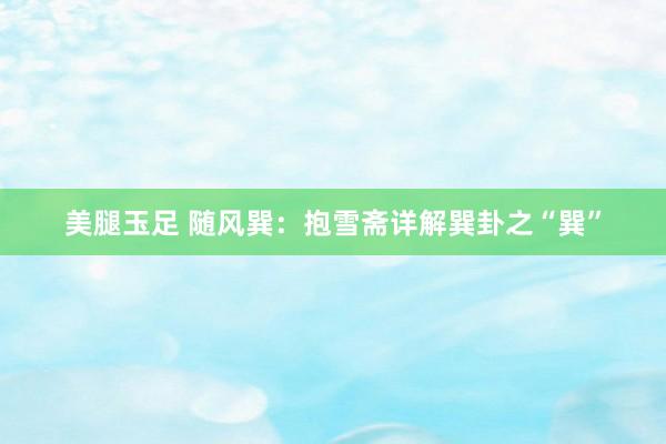 美腿玉足 随风巽：抱雪斋详解巽卦之“巽”