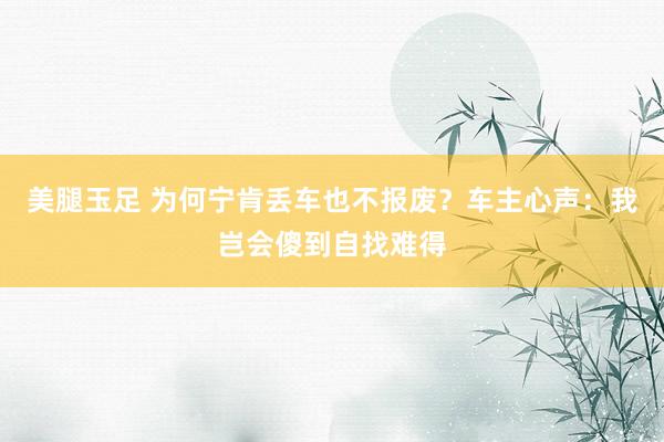 美腿玉足 为何宁肯丢车也不报废？车主心声：我岂会傻到自找难得