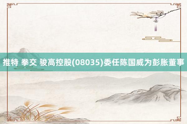 推特 拳交 骏高控股(08035)委任陈国威为彭胀董事