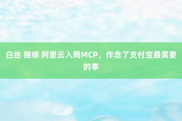 白丝 捆绑 阿里云入局MCP，作念了支付宝最需要的事