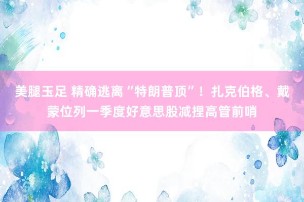 美腿玉足 精确逃离“特朗普顶”！扎克伯格、戴蒙位列一季度好意思股减捏高管前哨